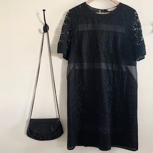 Rebecca Taylor Black Sheer Panel Lace Dress